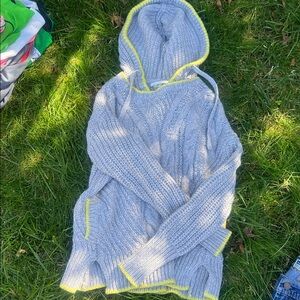 Victoria's Secret Gray Knit Sweater with Yellow Trim